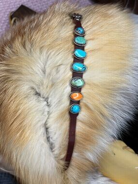 🩵🩵Native American Made Genuine Turquoise, Sterling Silver and Leather Braclet🩵🩵